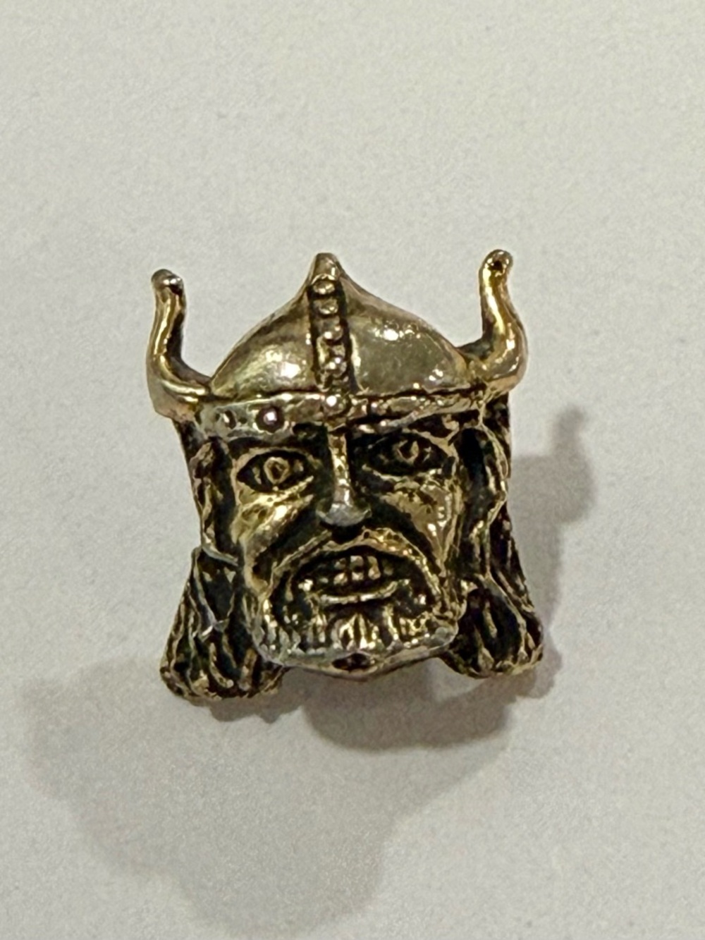 Vintage 3D Viking Warrior Head Pin – Heavy Cast Metal – Nordic/Biker Style